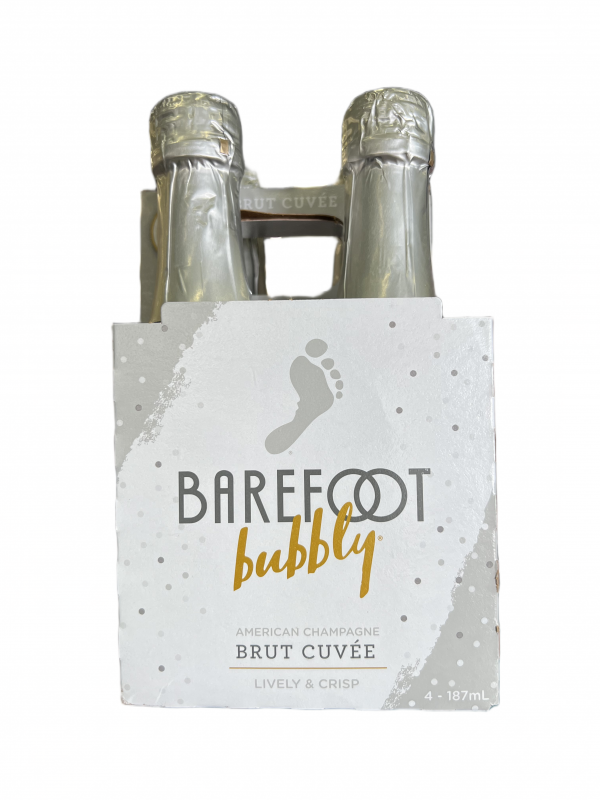 Barefoot Bubbly Brut Cuvee 4 Pack 187ml